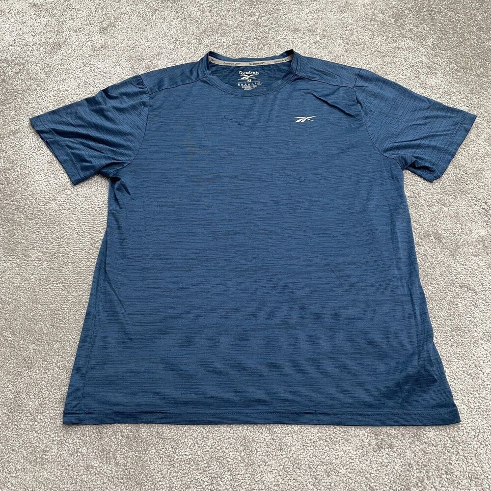 Reebok Speed Wick Active T-Shirt Mens Medium Blue Crew Neck Short Sleeve Tee Top